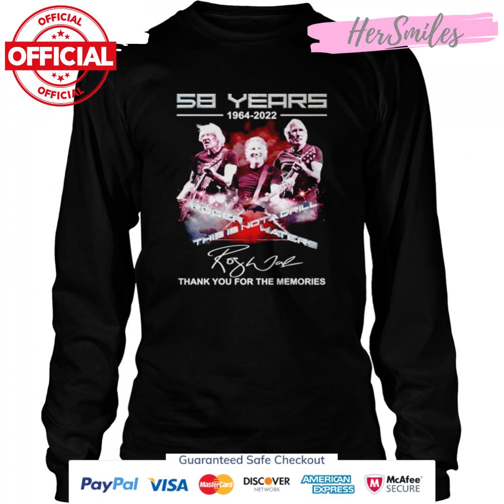 Roger Waters 58 years 1964 2022 thank you for the memories signature shirt