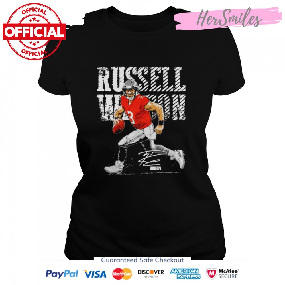 Russell Wilson Denver Bold Football Signatures Shirt