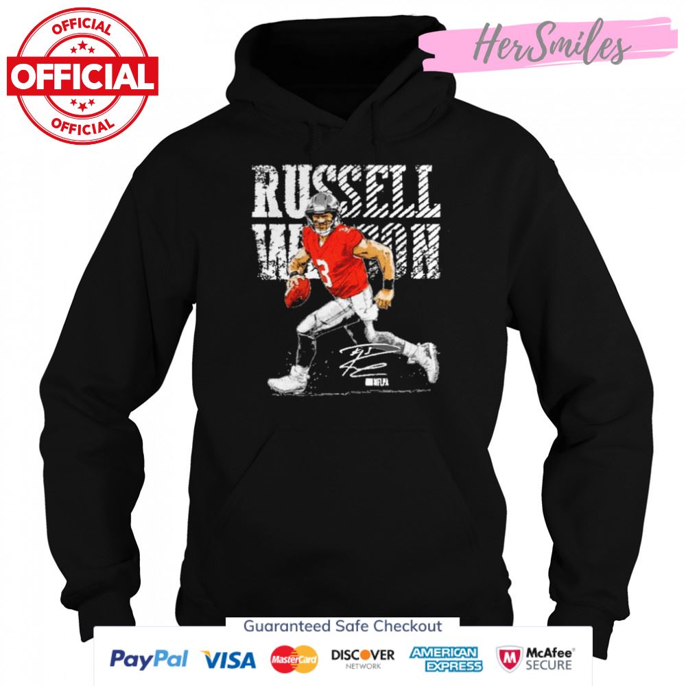 Russell Wilson Denver Bold Football Signatures Shirt