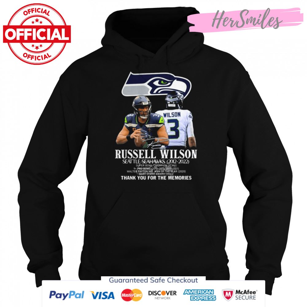 Russell Wilson Seattle Seahawks 2012 2022 thank you for the memories signature shirt