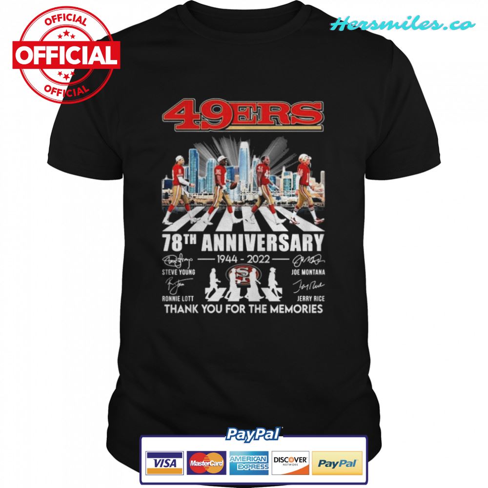 San Francisco 49ers 78th Anniversary 1944-2022 Team Abbey Road Signatures Shirt