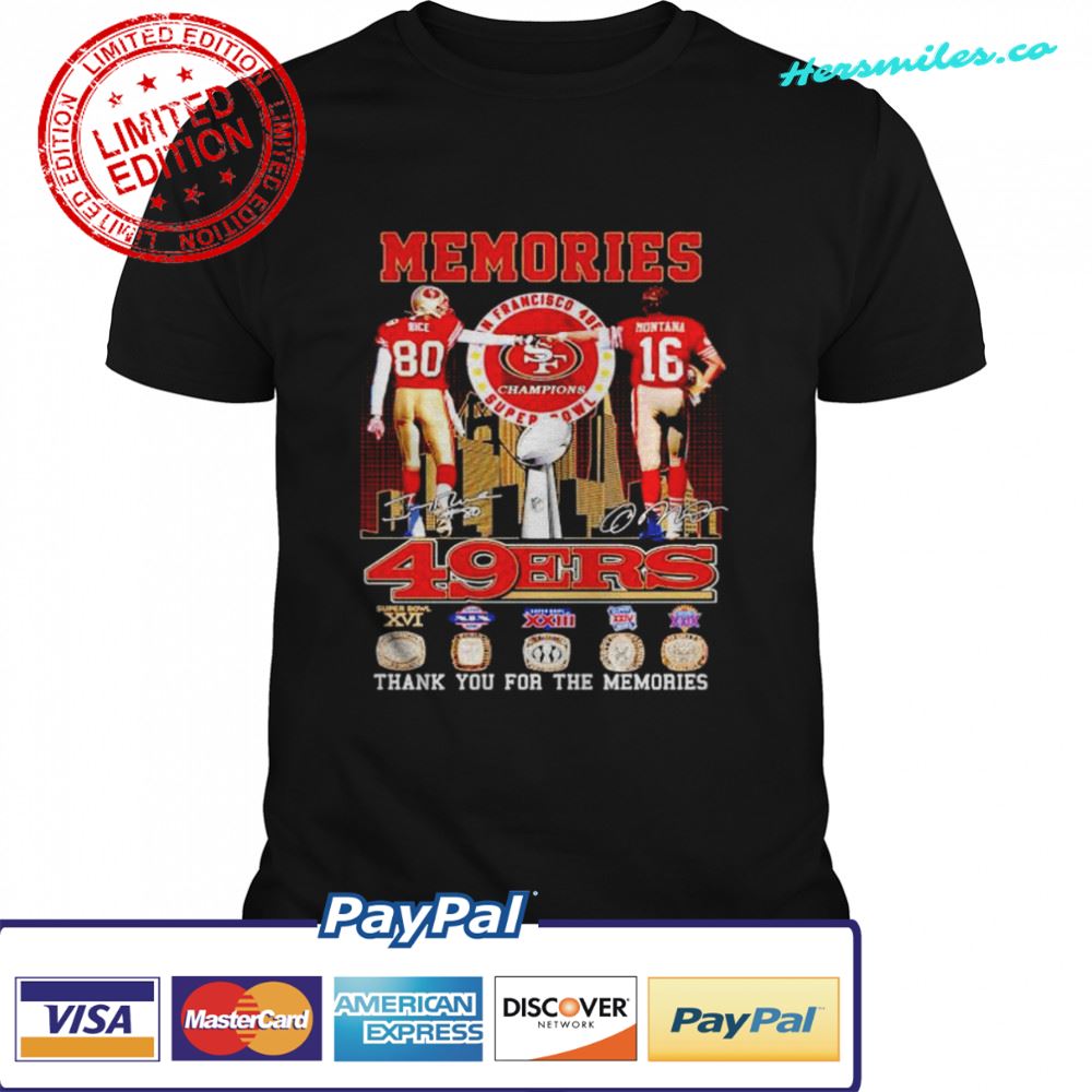 San Francisco 49ers memories Rice and Montana signatures shirt