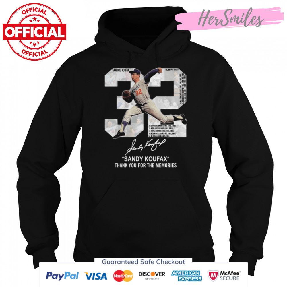 Sandy Koufax 32 Los Angeles Dodgers thank you for the memories signature shirt Sandy Koufax 32 Los Angeles Dodgers thank you for the memories signature shirt