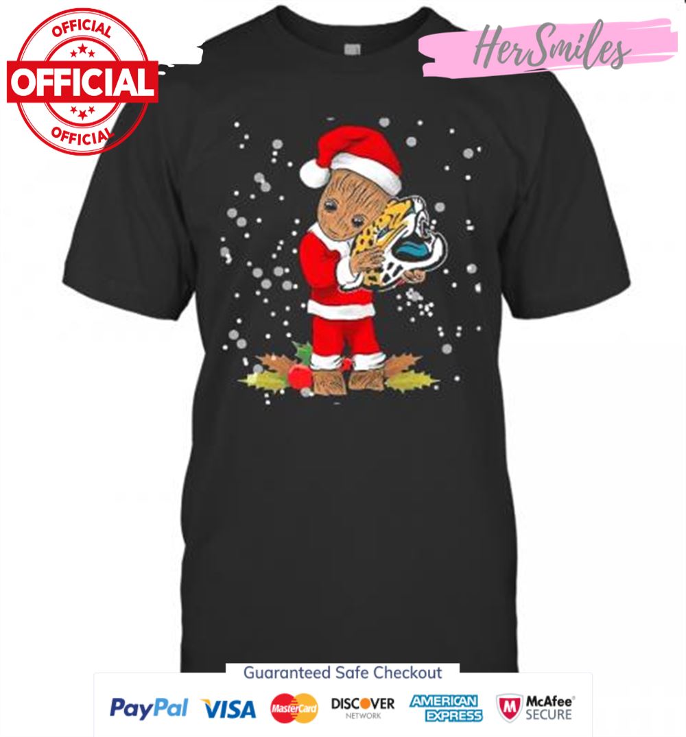 Santa Baby Groot Hug Jacksonville Jaguars Christmas T-Shirt