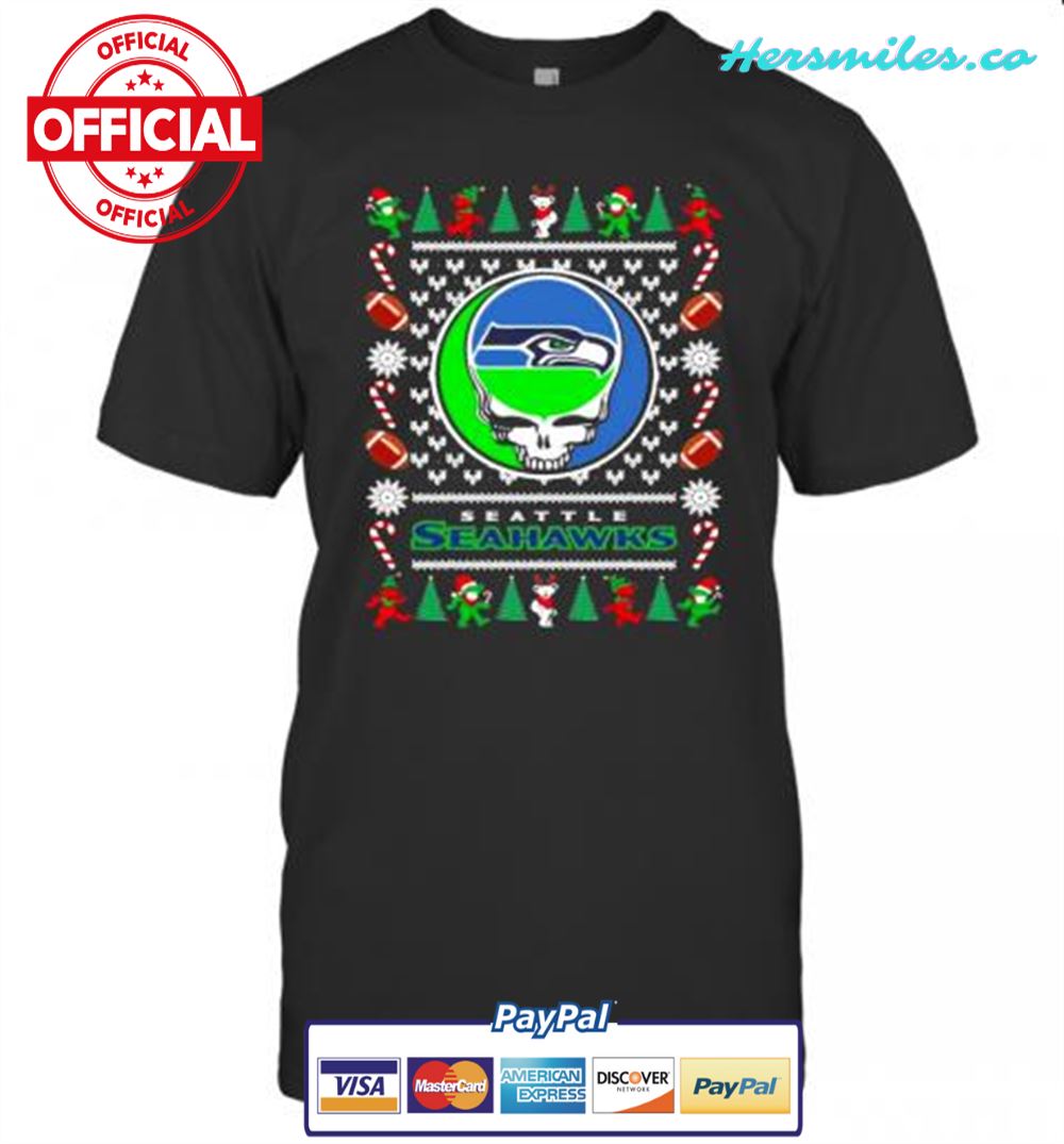 Seattle Seahawks Grateful Dead Ugly Christmas T-Shirt