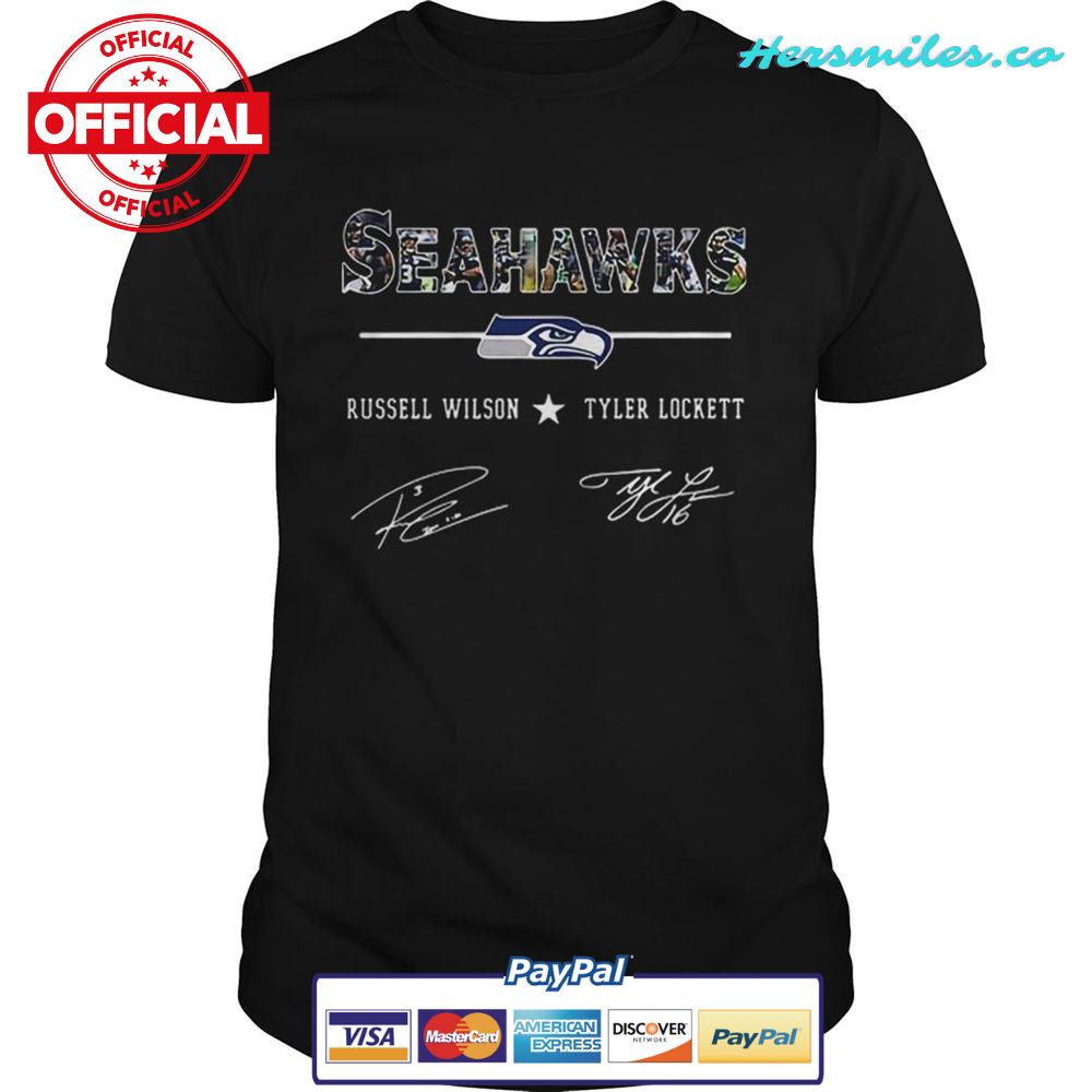 Seattle Seahawks Russell Wilson Tyler Lockett Signatures shirt