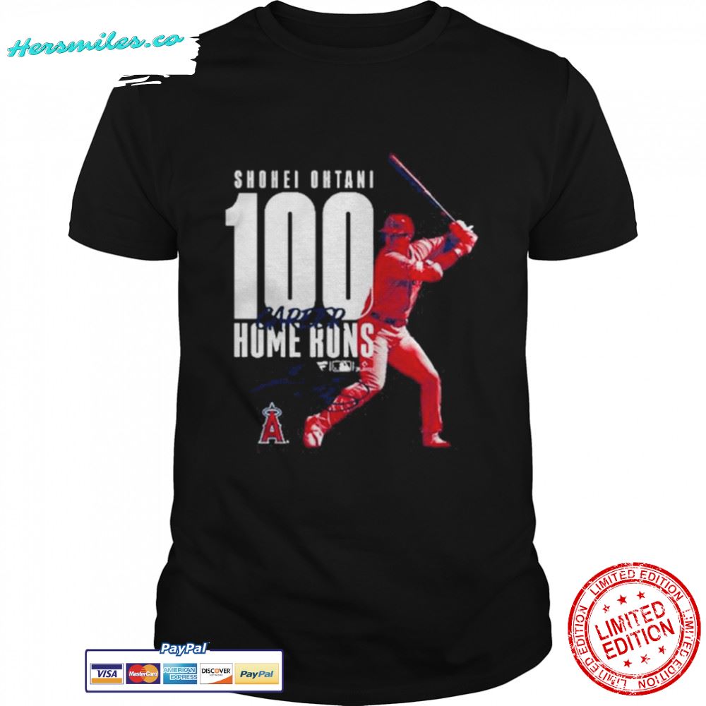 Shohei Ohtani Los Angeles Angels 100th Career Home Run Signature T-Shirt
