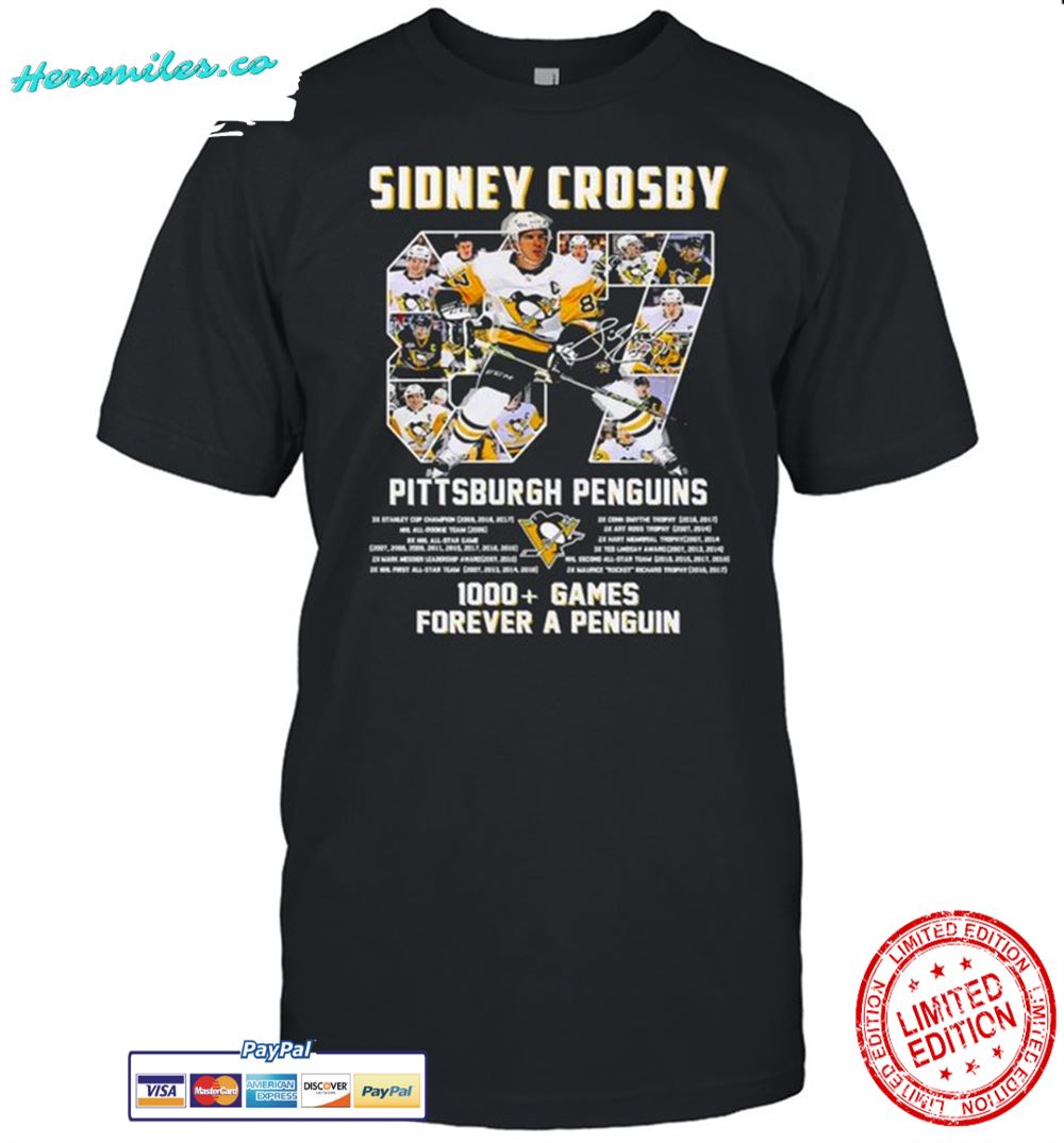 Sidney Crosby 87 Pittsburgh Penguins 1000 Games Forever A Penguin shirt