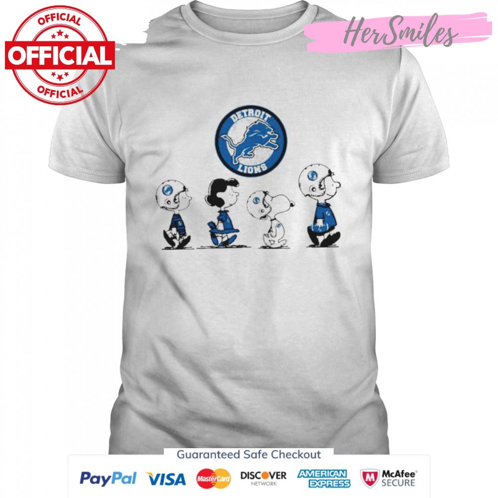 Snoopy and charlie brown and friends detroit lions logo T-Shirt