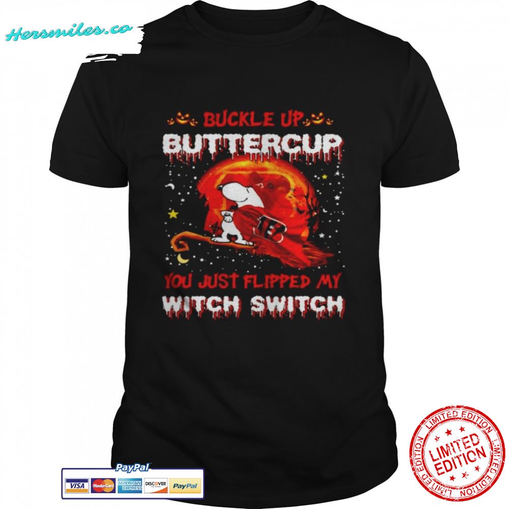 Snoopy Bengals buckle up buttercup you just flipped Halloween shirt