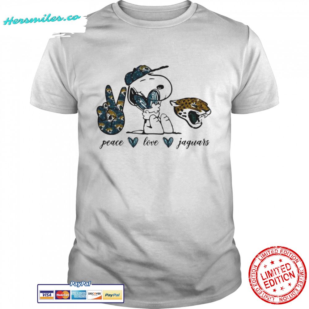 Snoopy peace love Jacksonville Jaguars shirt