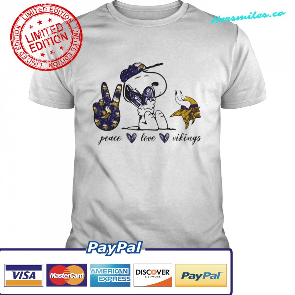 Snoopy peace love Minnesota Vikings shirt
