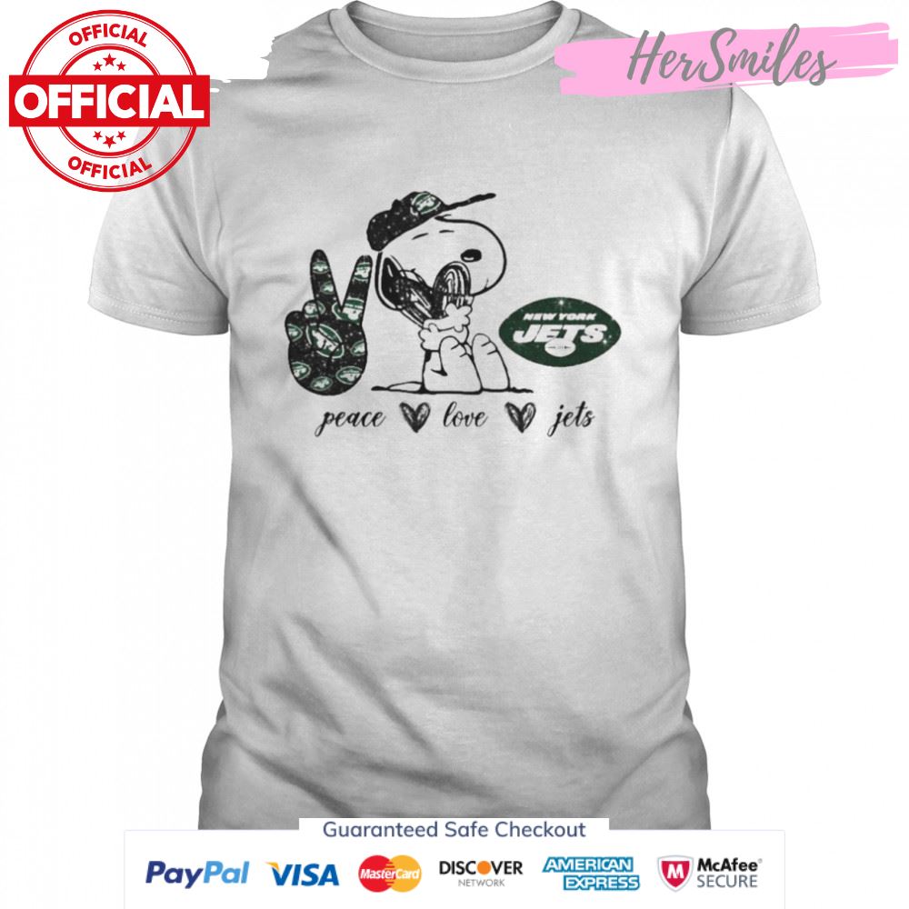Snoopy peace love New York Jets shirt