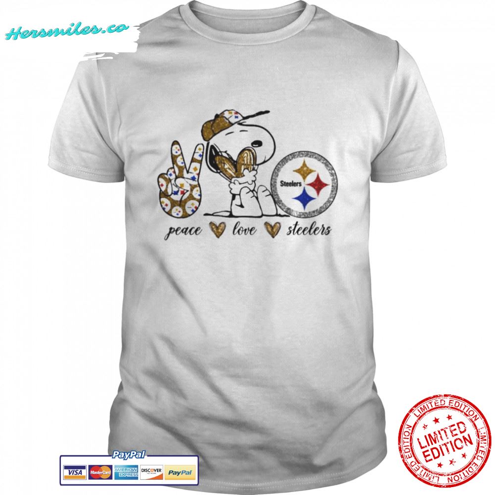 Snoopy peace love Pittsburgh Steelers shirt