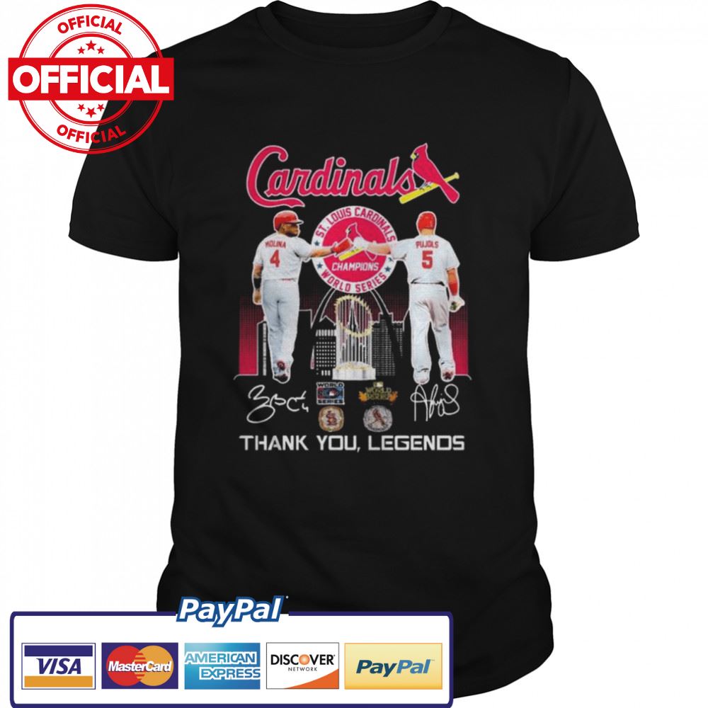 St Louis Cardinal Champions World Series Molina and Pujols signatures shirt