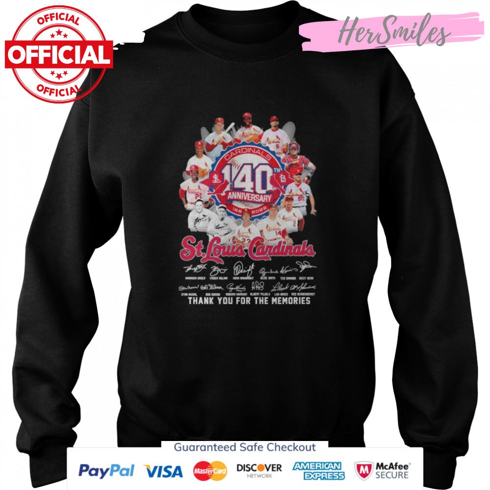 St Louis Cardinals 140th anniversary 1888-2022 signatures thank you for the memories shirt St Louis Cardinals 140th anniversary 1888-2022 signatures thank you for the memories shirt