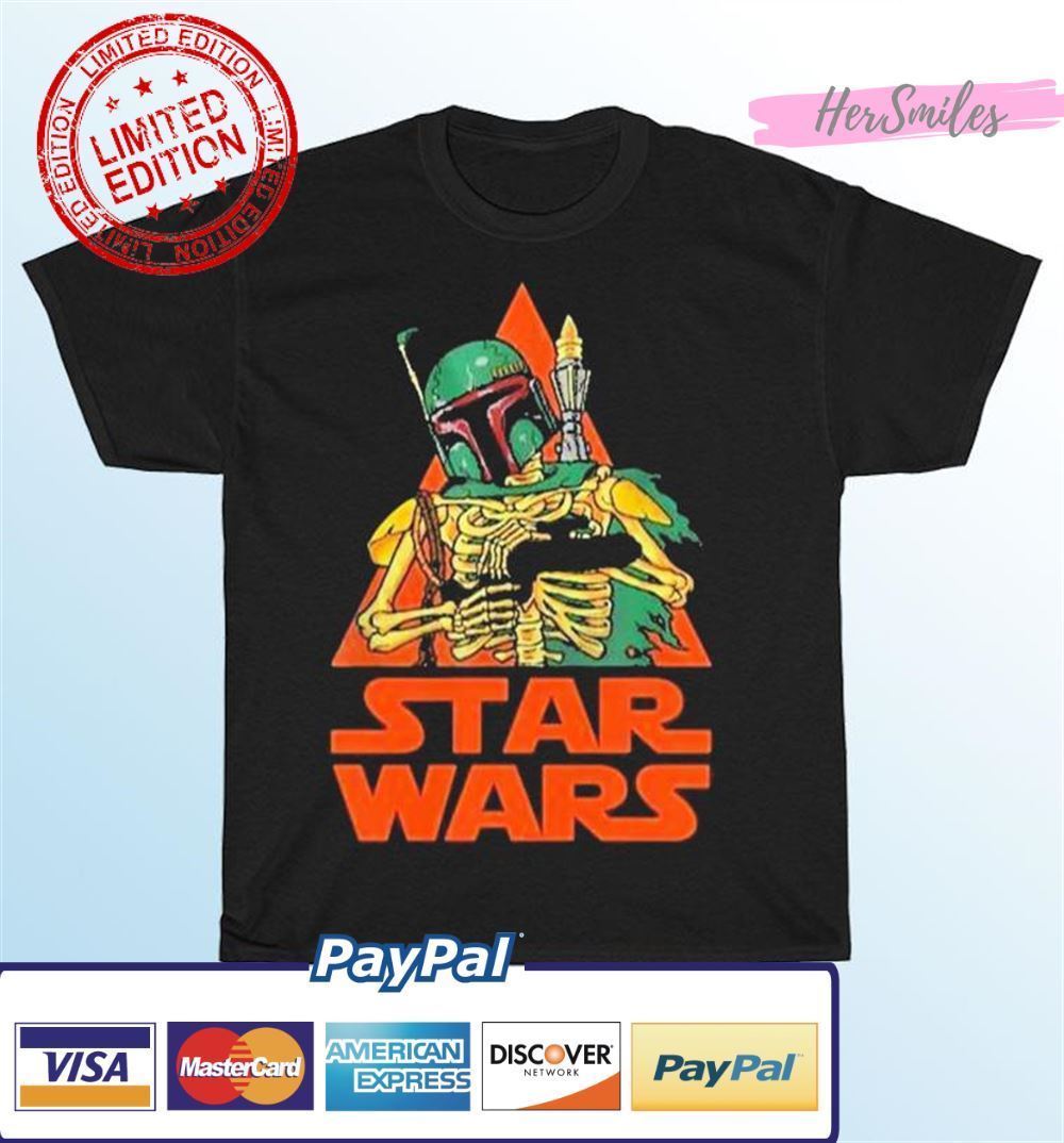 Star Wars Boba Fett Skeleton Happy Halloween Graphic T-Shirt