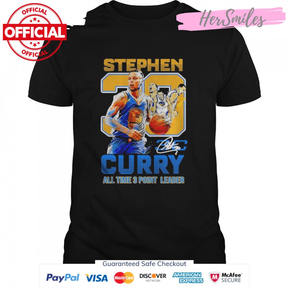 Stephen Curry 30 Golden State Warriors All Time 3 Point Leader Signature Shirt