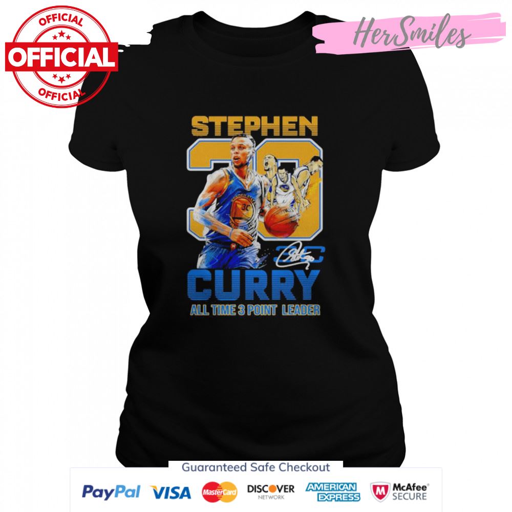 Stephen Curry 30 Golden State Warriors All Time 3 Point Leader Signature Shirt