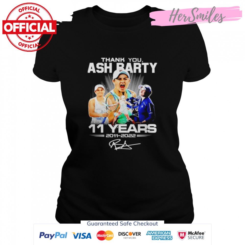 Thank you Ash Barty 11 years 2011 2022 signature shirt