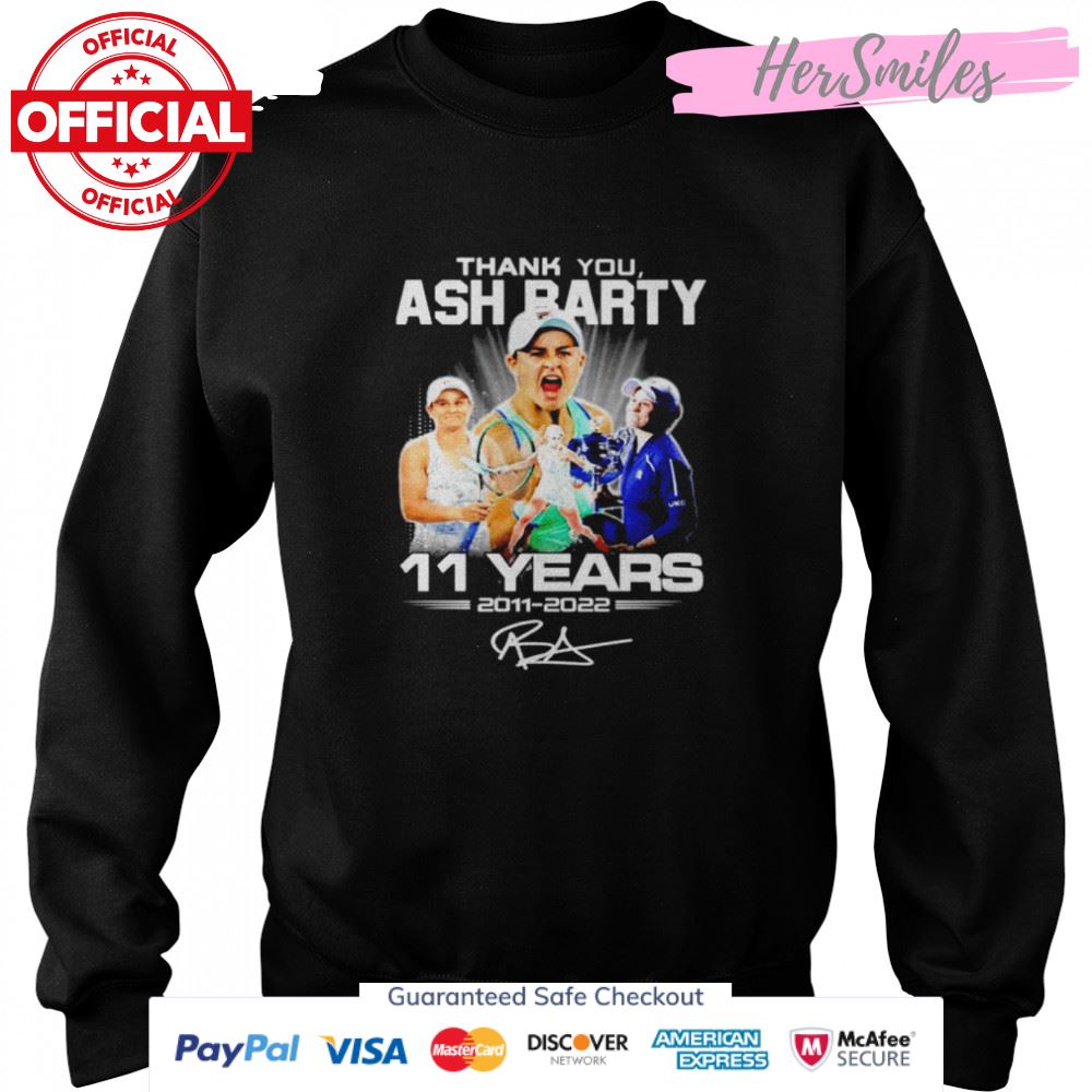 Thank you Ash Barty 11 years 2011 2022 signature shirt