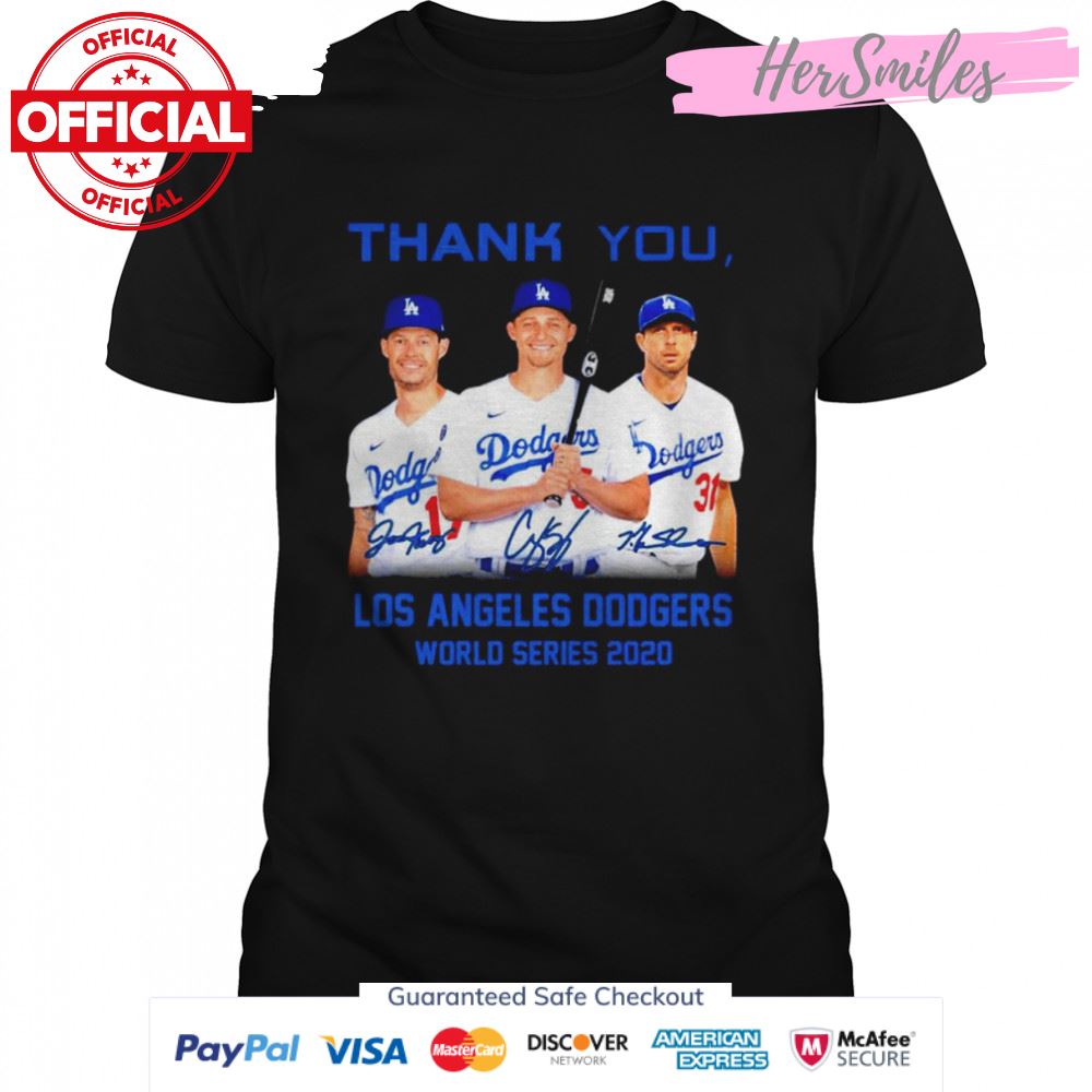 Thank you Los Angeles Dodgers World Series 2020 signatures shirt