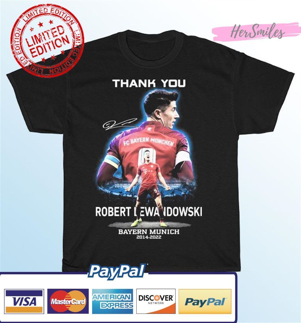 Thank You Robert Lewandowski Bayern Munich 2014-2022 Signature Graphic T-Shirt