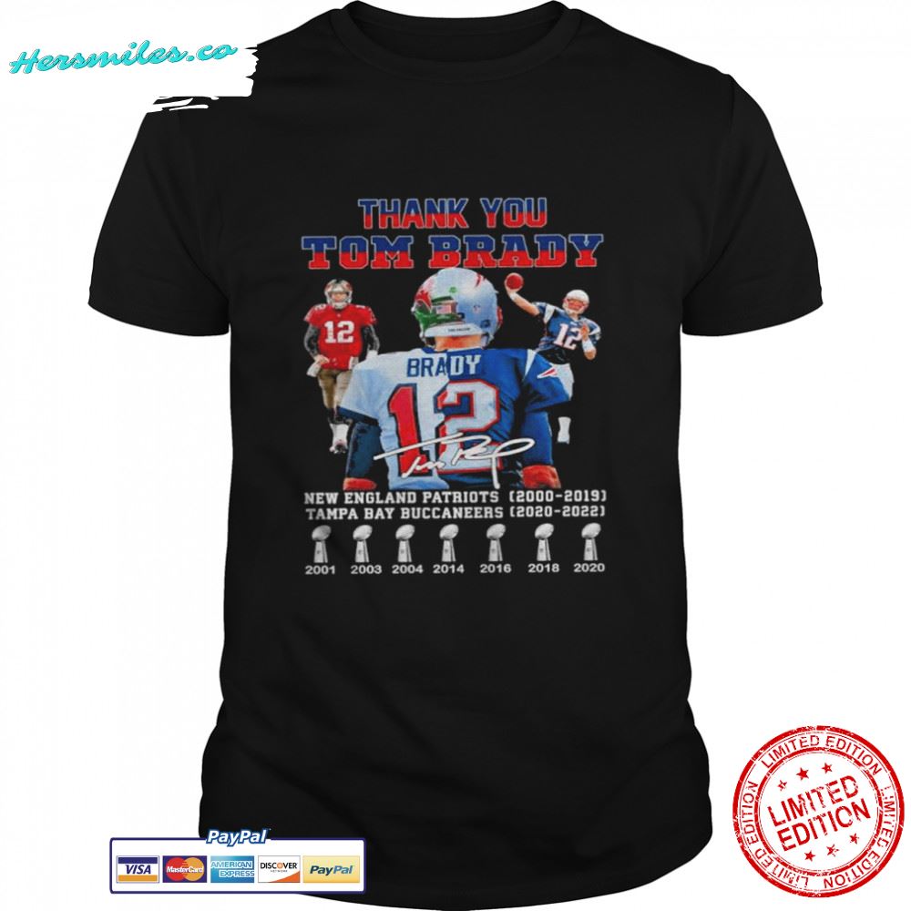 Thank you Tom Brady new england Patriots 2000 2019 tampa bay buccaneers 2021 2022 shirt