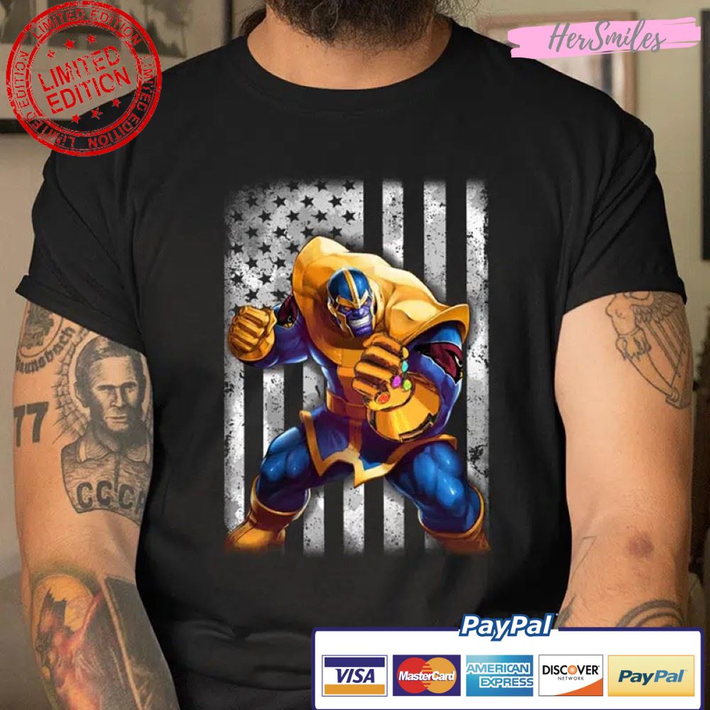 Thanos Marvel American Flag NFL Arizona Cardinals T Shirt