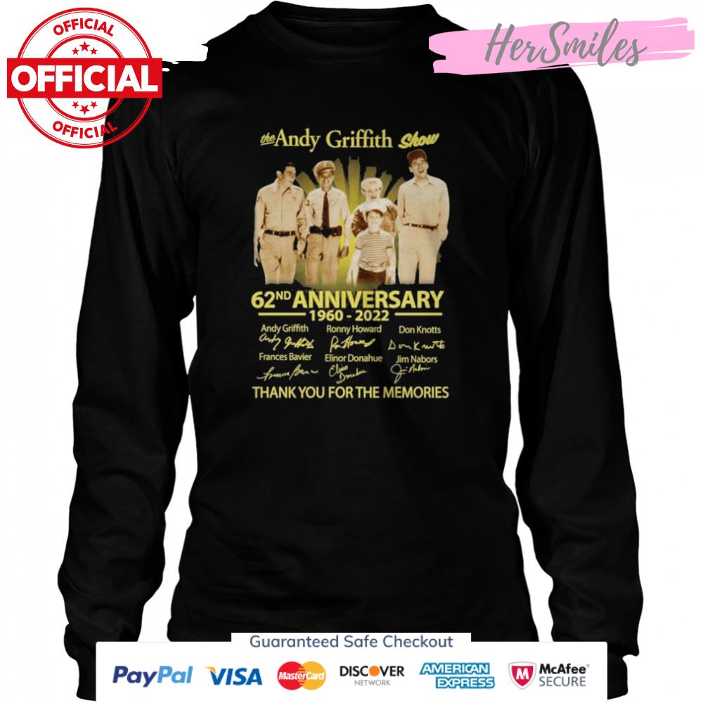 The Andy Griffith Show 62nd Anniversary 1960 – 2022 Signatures Thank You For The Memories T-Shirt The Andy Griffith Show 62nd Anniversary 1960 – 2022 Signatures Thank You For The Memories T-Shirt