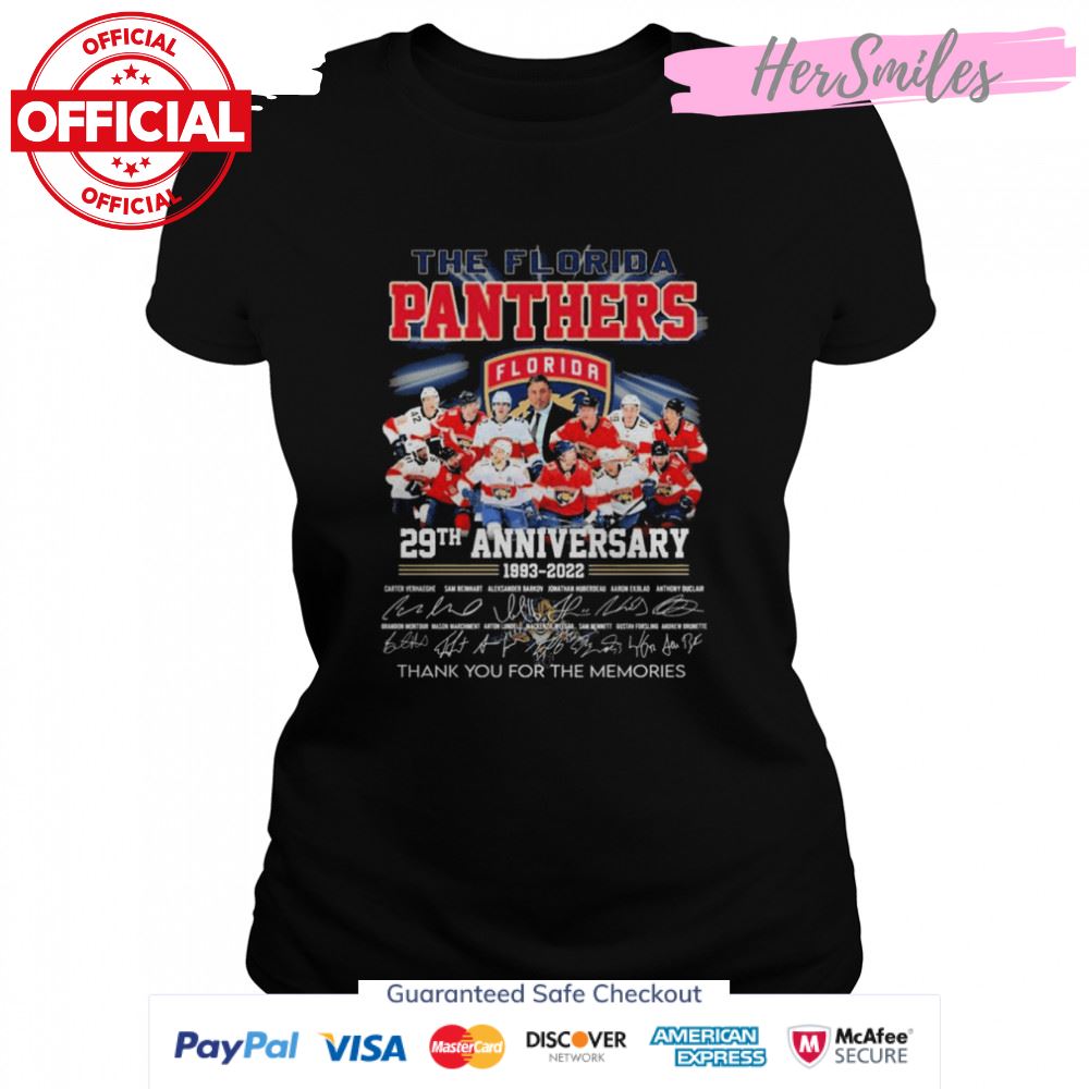 The Florida Panthers 29th anniversary 1993-2022 thank you for the memories signatures shirt