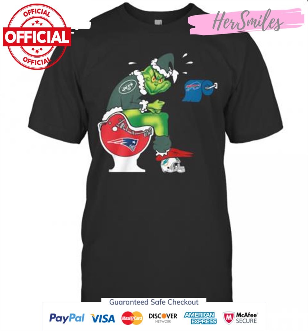 The Grinch New York Jets Shit On Toilet New England Patriots And Other Teams Christmas T-Shirt