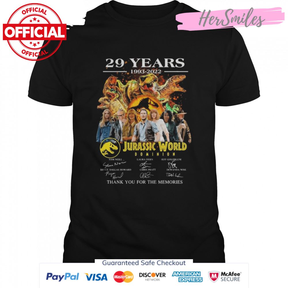 The Jurassic World Dominion 29 Years Anniversary 1993-2023 Signatures Shirt
