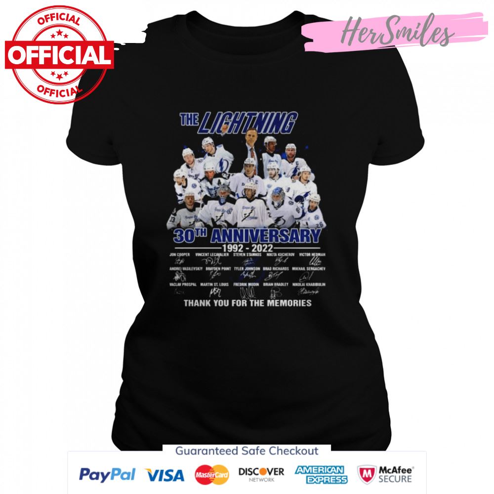 The Lightning 30th anniversary 1992 2022 signatures thank you for the memories shirt