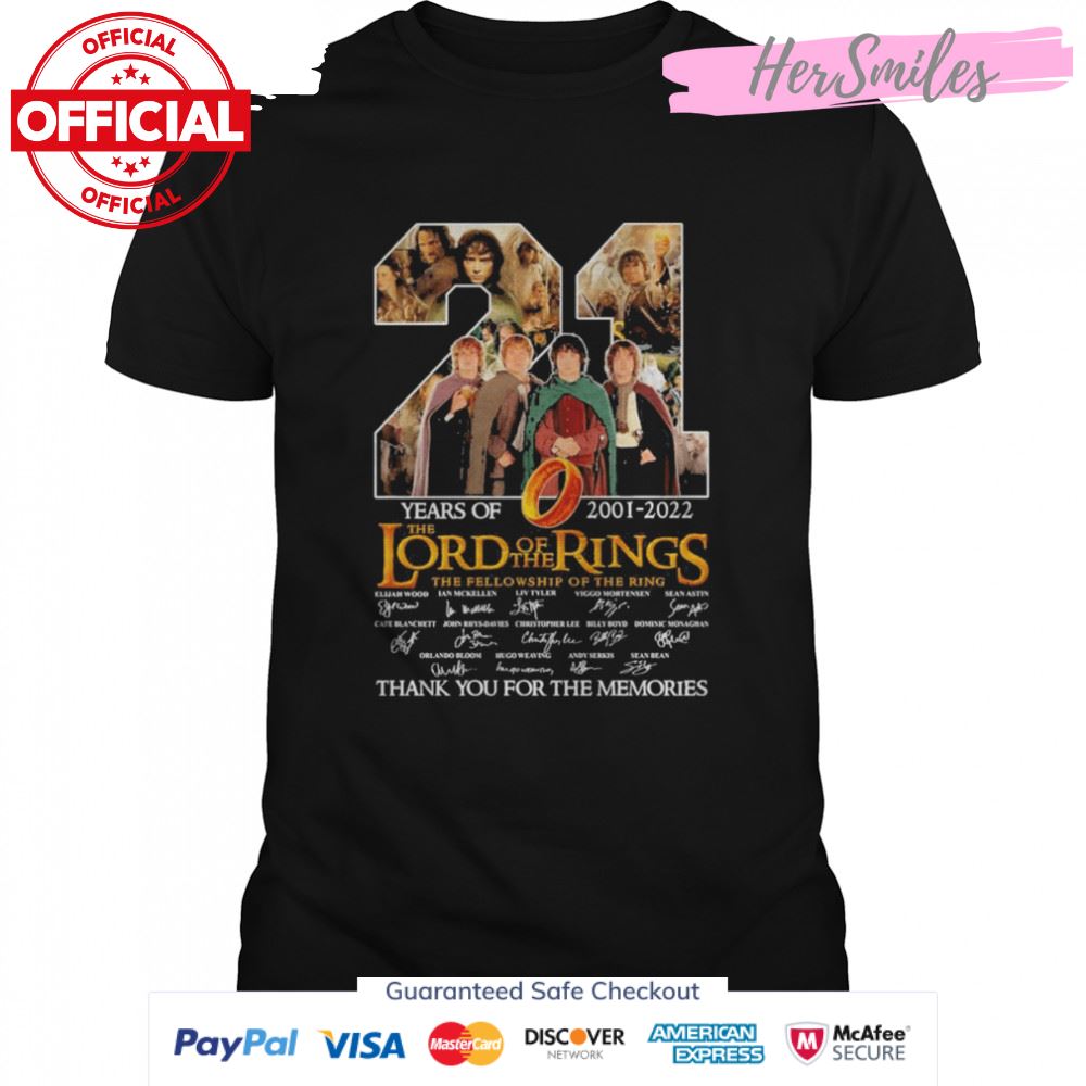 The Lord Of The Rings 21 years of 2001-2022 The Fellowship of the Ring signatures shirt