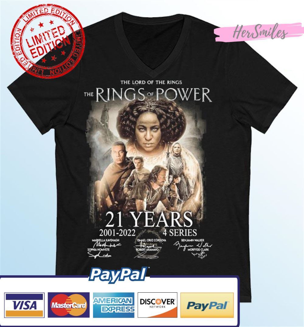 The Lord Of The Rings The Rings Of Power 21 Years 2001-2022 4 Series Signatures Unisex T-Shirt