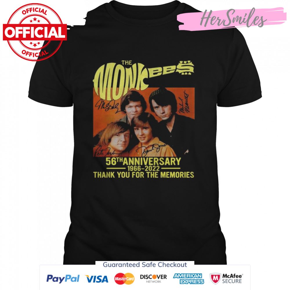 The monkees 56th anniversary 1966-2022 thank you for the memories signatures shirt