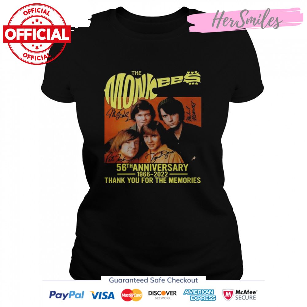 The monkees 56th anniversary 1966-2022 thank you for the memories signatures shirt