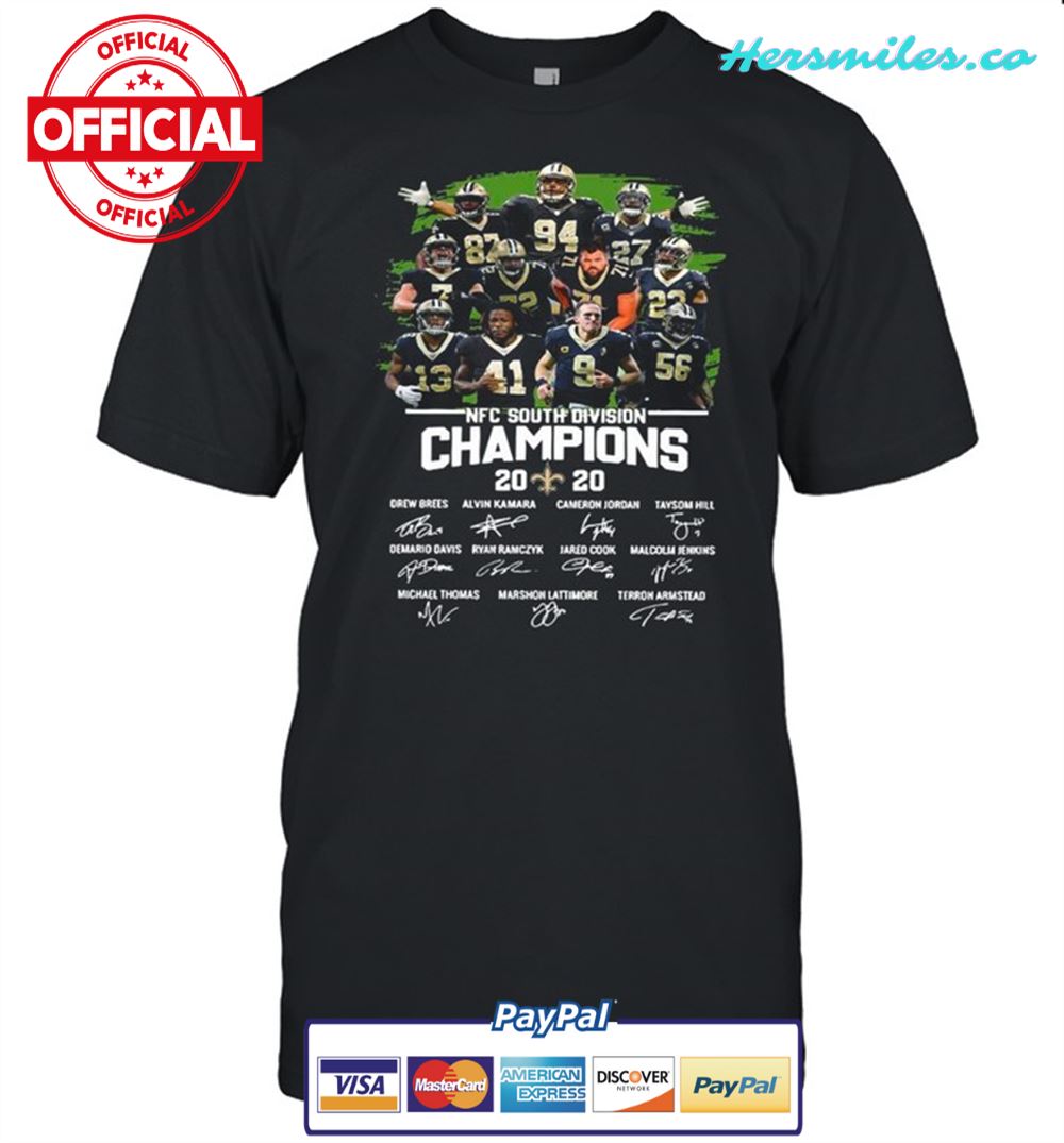 The New Orleans Saints Team Football Players With Nfc South Division Champions 2020 Signatures shirt
