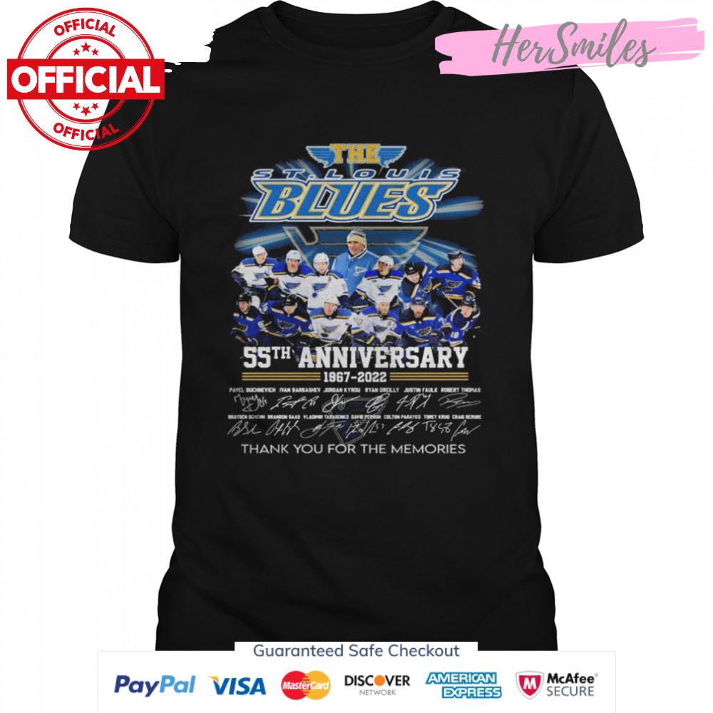 The St Louis Blues 55th anniversary 1967-2022 thank you for the memories signatures shirt