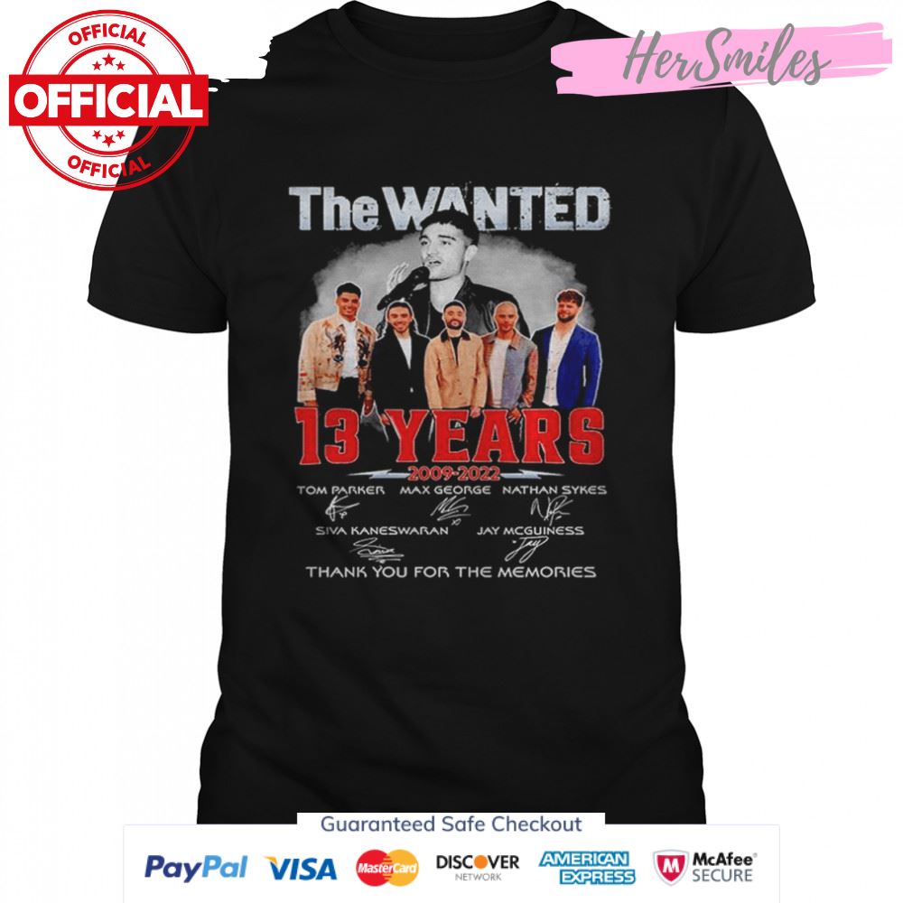 The Wanted 13 Years 2009 2022 Thank You For The Memories Signatures T-Shirt