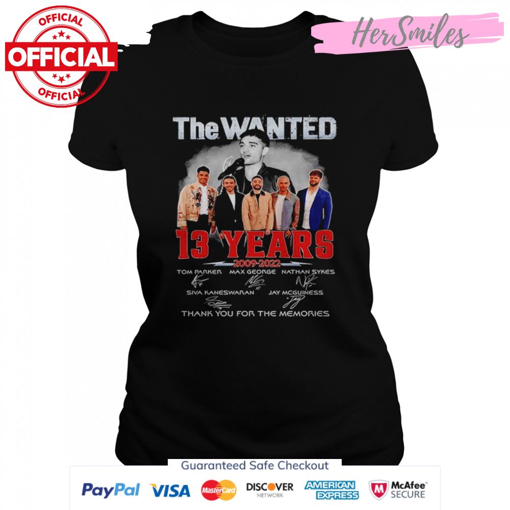 The Wanted 13 Years 2009 2022 Thank You For The Memories Signatures T-Shirt