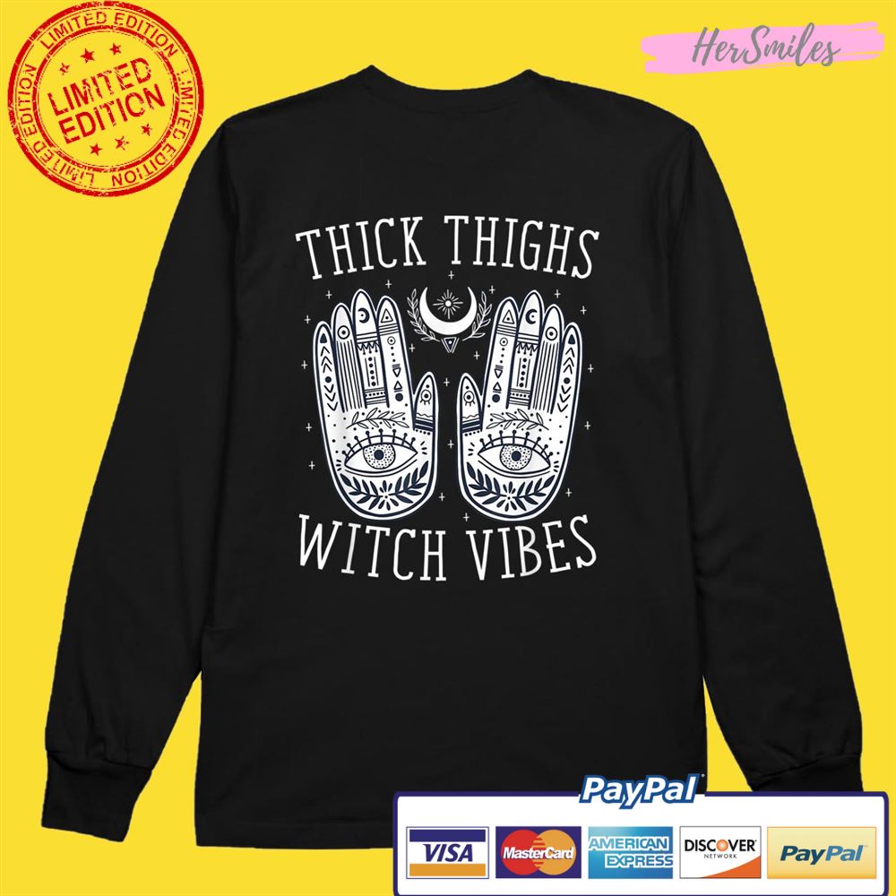 Thick Thighs Witch Vibes Halloween Shirt