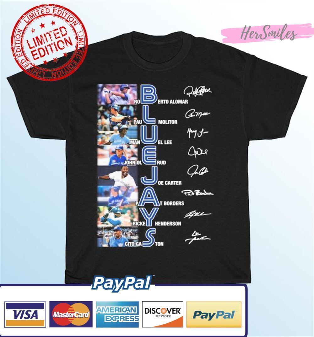 Toronto Blue Jays Baseball Team Players Signatures Graphic T-Shirt