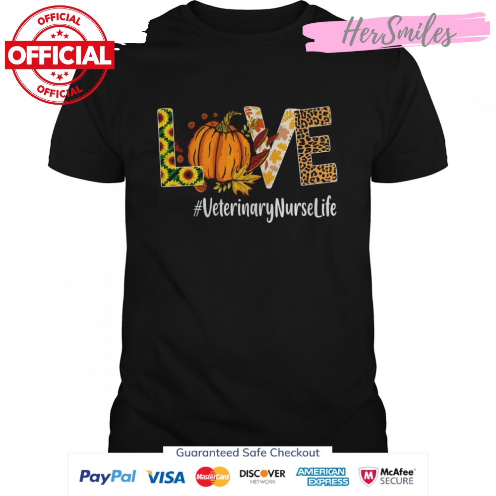 Veterinary Nurse Love Fall Pumpkin leopard Halloween Shirt