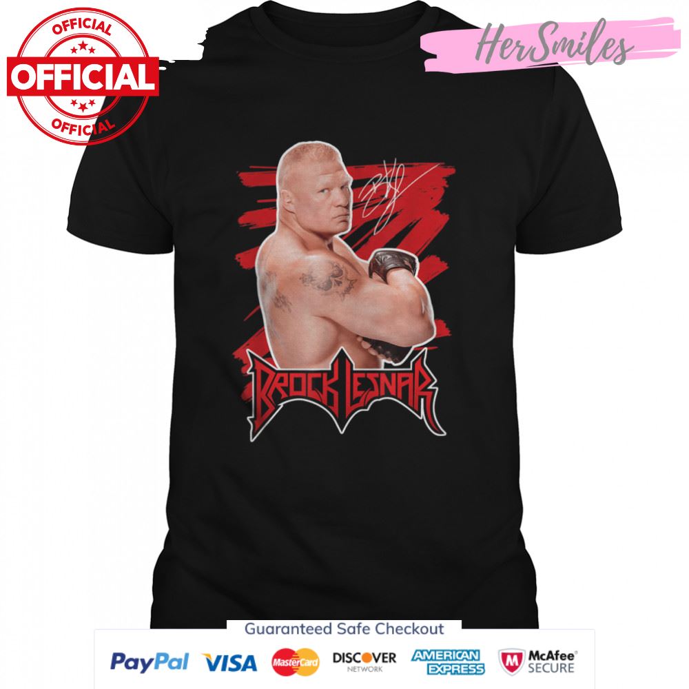 WWE Brock Lesnar With Logo And Signature T-Shirt - Hersmiles