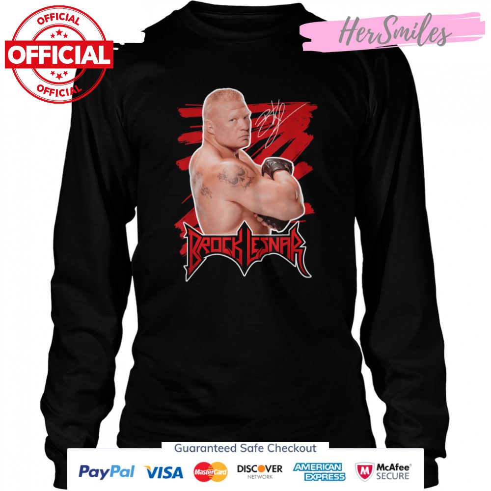 WWE Brock Lesnar with Logo and Signature T-Shirt WWE Brock Lesnar with Logo and Signature T-Shirt