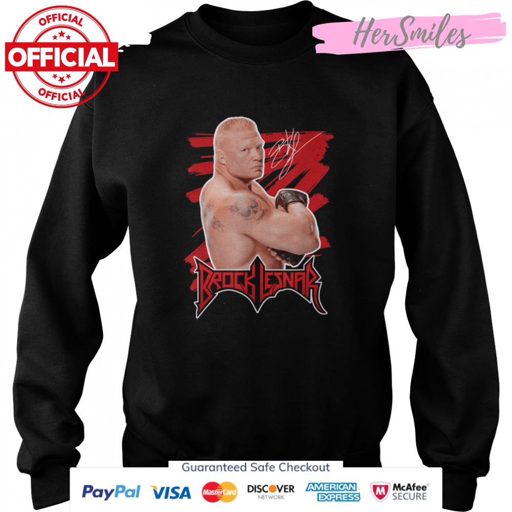 WWE Brock Lesnar with Logo and Signature T-Shirt WWE Brock Lesnar with Logo and Signature T-Shirt