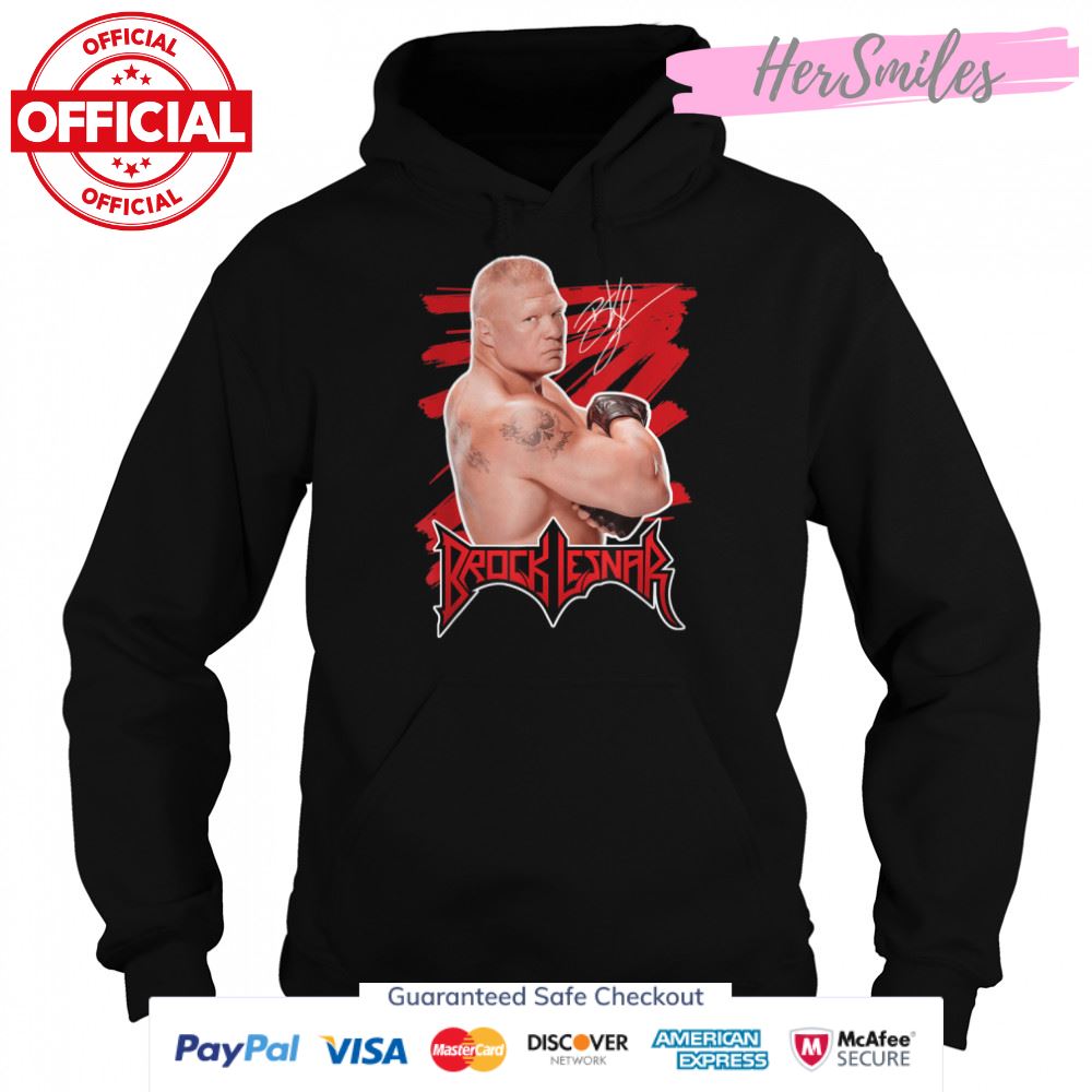 WWE Brock Lesnar with Logo and Signature T-Shirt WWE Brock Lesnar with Logo and Signature T-Shirt