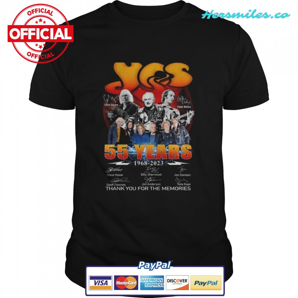 YES Band 55 years 1968-2023 thank you for the memories signatures shirt